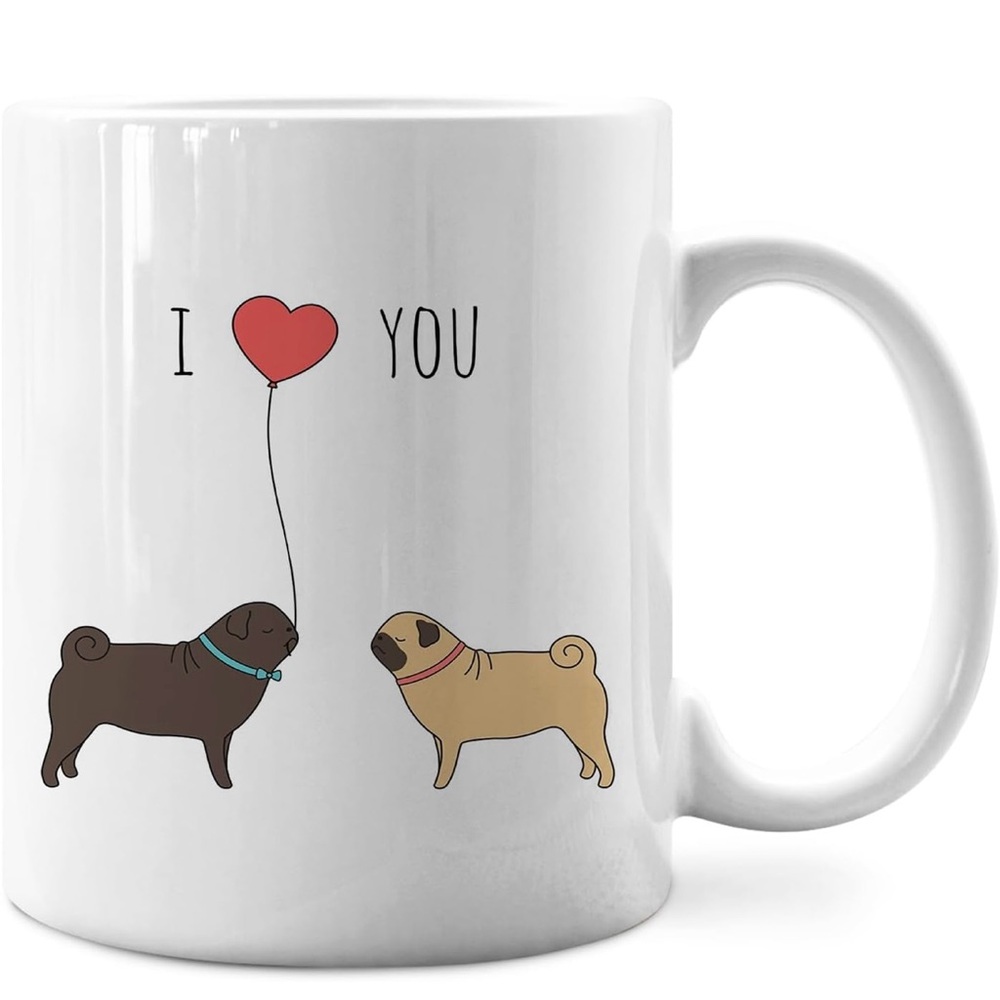 I Love You Dog Mug - White pug - Picture 5 of 5
